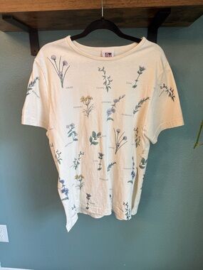 Vintage Botanical Herb Garden Graphic T-Shirt Cottagecore Nature Tee Large